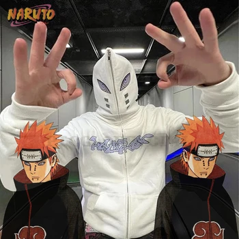 Naruto Skausmas Anime Rinnegan Hoodies Palaidinės Y2K Streetwear Harajuku Goth Hip-Hop Negabaritinių Vyrų Striukės, Paltai Drabužiai