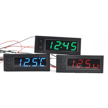 Reguliuojamas Automobilių 3 1. Termometras Voltmeter Laikrodis Temperatūra Įtampos Indikatorius Stebėti Matuoklis Skaitmeninis LED Ekranas