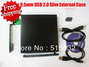 Naują 9,5 mm USB 2.0 Slim Išorės Atveju Aptvarą SATA CD DVD RW įrašymo įrenginį