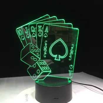 Kazino Pokerio Kauliukai Šviesos 3D iliuzija naktinė lempa Stalo, Stalas, Miegamajame Naktiniai staleliai, Lempa Apdailos 5V USB 7 Spalvų Keitimas Nuotaika Lempos