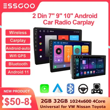 ESSGOO 2 Din 7 9 10 Colių Android Automobilio Radijo 2G 32G Universalus Multimedijos Grotuvas Carplay 