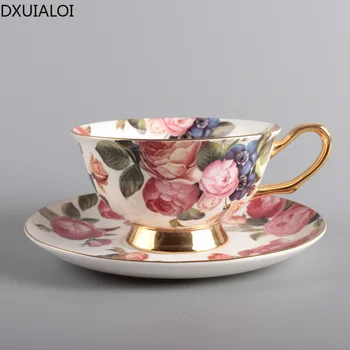 Europos stiliaus kavos puodelis ir lėkštelė lietuvių sielovados mados popietės arbata aukštos kaulų kiniškojo porceliano puodelį arbatos puodelis 200ML DXUIALOI