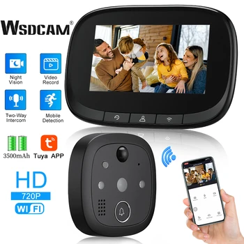 WSDCAM Tuya Smart WiFi Durų Varpelis Su 720P Vaizdo Kamera Akutė Durų 4.3