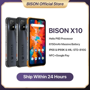 UMIDIGI BISON X10 Pasaulio Versija Išmaniojo telefono NFC IP68 & IP69K 4GB 64GB Gel P60 Octa Core 6.53