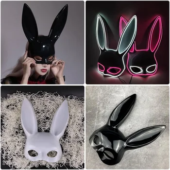 Žėrintis Sexy Bunny EL Viela Kaukė Cosplay Kostiumų Priedai Šviesos Triušis LED Kaukė naktinis klubas, Šokių vakarėlio
