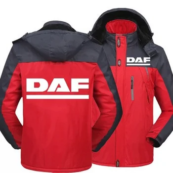 2021 Naujas Žiemos Vyrų DAF Sunkvežimių Logotipas Striukė Storo Aksomo Šiltas Kailis Vyrų Vėjo su Gobtuvu Outwear Atsitiktinis Alpinizmo Paltas