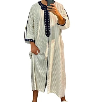 2022 Naujas Islamo Apranga Vyrams Drabužius, Kaftan Musulmonų Vyras Maroko Atsitiktinis Ilga Suknelė Arabų Dryžuotas Chalatas, Artimųjų Rytų Nacionalinis Kostiumas