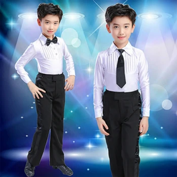 pramoginiai berniukas lotynų šokių tango desigual konkurencijos kostiumas vaikų profesionalūs šokių drabužiai berniukui salsa marškinėliai + kelnės