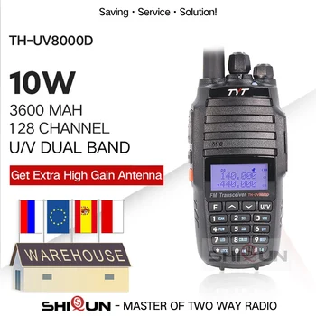 TYT TH-UV8000D Walkie Talkie 10 KM dviejų dažnių VHF UHF 10W Radijo Comunicador 10 km 3600mAh Cross-band Kartotuvo Funkcija tyt radijas