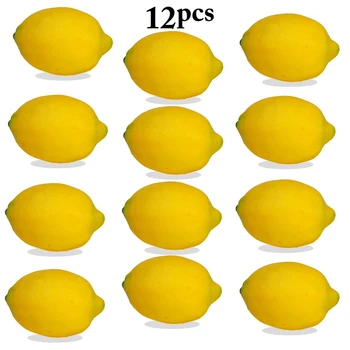 12Pcs/Set Dirbtiniai Vaisiai Plastiko Modeliavimas Netikrą Geltona Žalia Citrina, Vestuvių Sode Virtuvės Švenčių Šalies Prekių