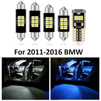 16pcs LED Automobilių Salono Apšvietimas Rinkinys 2011-2016 BMW F10 528i 528i 535i 535i xdrive 550i 550i M5 LED Lempos, Interjero Žemėlapis Dome Light