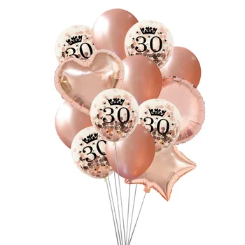 Rose aukso Karūna 30 40 50 60 metų Suaugusiųjų Gimtadienio Balionai 30 40 50 60 Happy Birthday Party 
