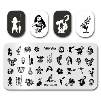 Disney Nagų Antspaudas MouTeen121 Animacinių Filmų Moana Nagų Plokštelės Antspaudas Karalius Manikiūro Rinkinys Nail Art Stamping