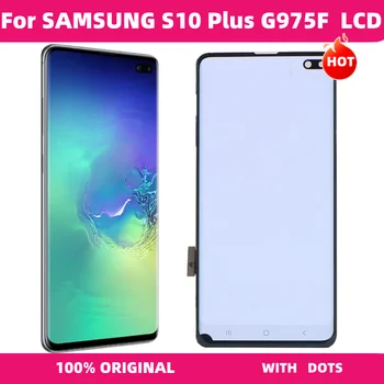 Originalus AMOLED S10+ LCD Ekranas Samsung Galaxy S10 Plius LCD G975 G975F G975F/DS Ekranas Jutiklinis Ekranas skaitmeninis keitiklis Pakeitimo