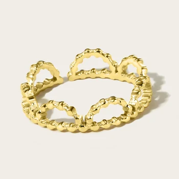 YACHAN Senovinių, Nerūdijančio Plieno, Aukso spalvos Žiedas Moterims Žavesio Karūna Estetinės Vestuvių Papuošalai