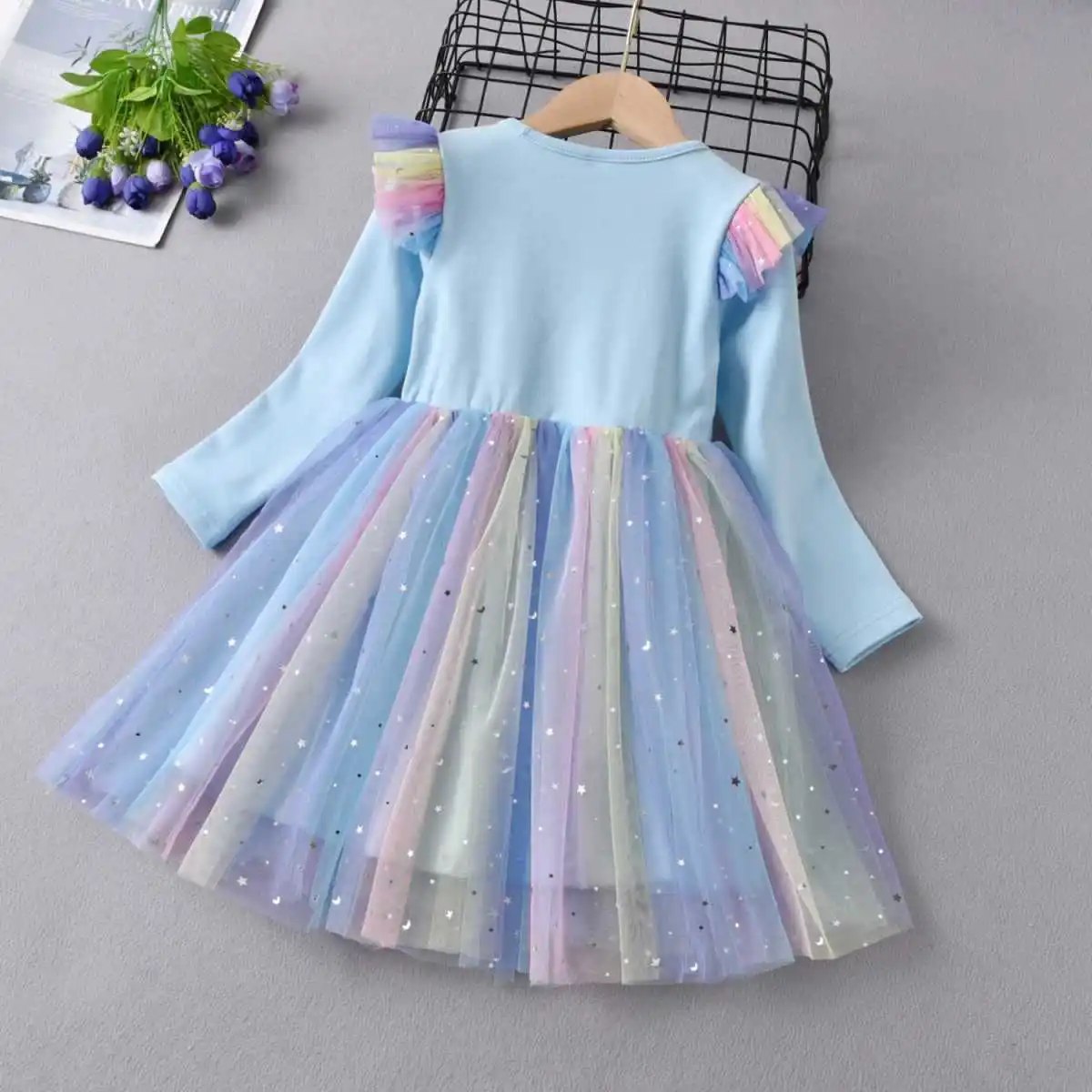 2022 Naujas Princesė Dress Mergaitės Pavasarį ir Rudenį Suknelė ilgomis rankovėmis Vaikų Vakarų Stiliaus Elsa Užšaldyti Suknelė 4-9Y Nuotrauka 2