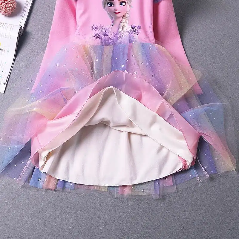 2022 Naujas Princesė Dress Mergaitės Pavasarį ir Rudenį Suknelė ilgomis rankovėmis Vaikų Vakarų Stiliaus Elsa Užšaldyti Suknelė 4-9Y Nuotrauka 5