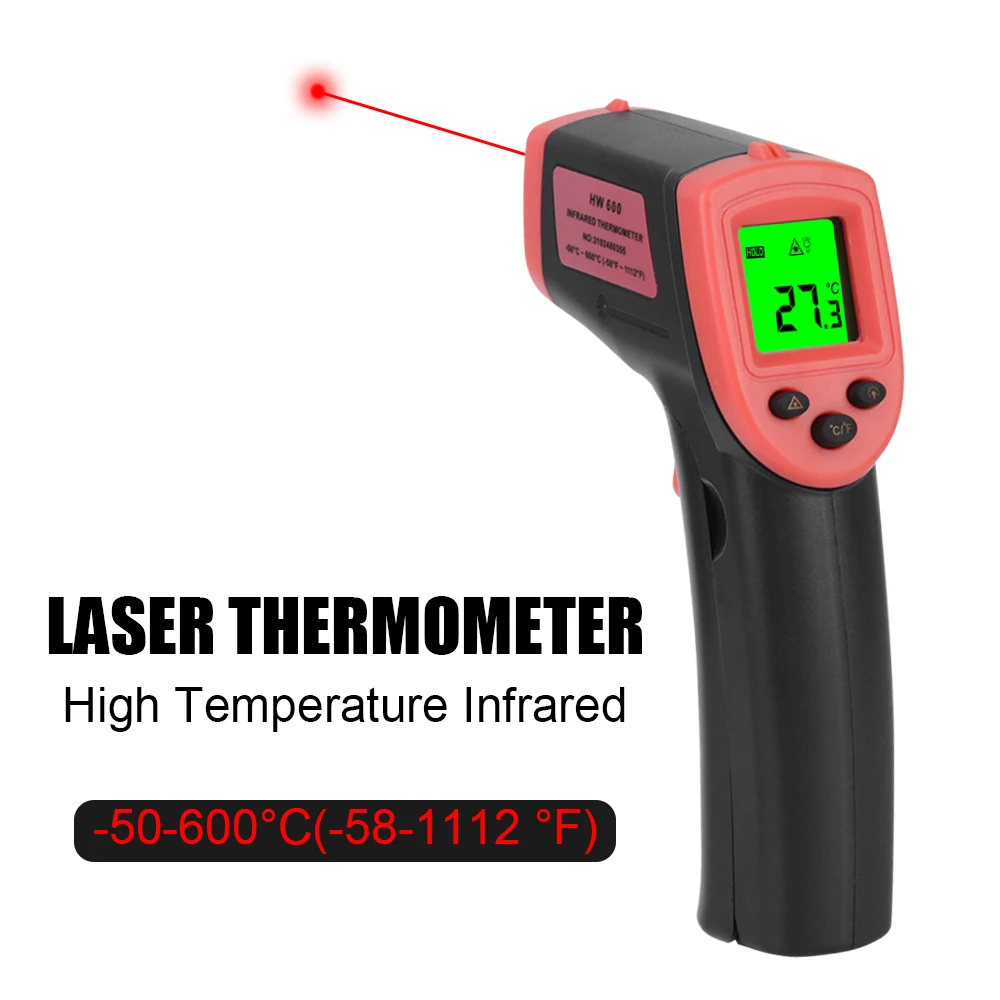 -50~600℃ Lazerio SPINDULIŲ Temperatūros Ginklą Infraraudonųjų spindulių Skaitmeninis Termometras Metrų LCD Ekranas Pyrometer Ne-Susisiekite su Terminio Vaizdavimo Nuotrauka 5