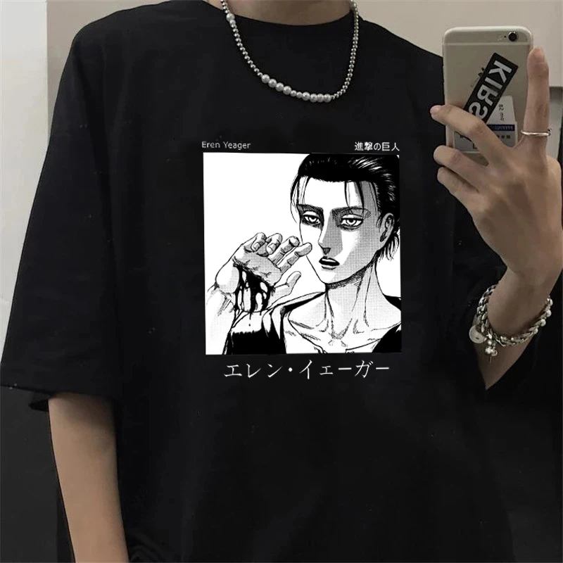 Japonų Anime Ataka Titan Cool Grafinis Marškinėliai Vyrams Shingeki No Kyojin T-shirt Manga Harajuku Marškinėlius Atsitiktinis Viršų Tees Vyras Nuotrauka 0