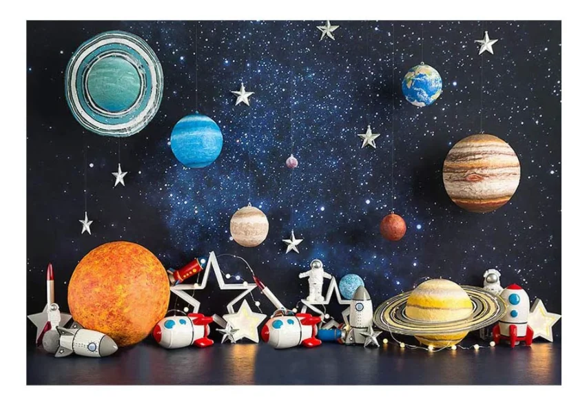 Kosmoso Fotografijos Fonas Visatos, Planetos, Žvaigždės, Galaktikos Astronautas Raketų Vaikams Gimtadienio Apdailos Berniukas Fone Nuotrauka 1