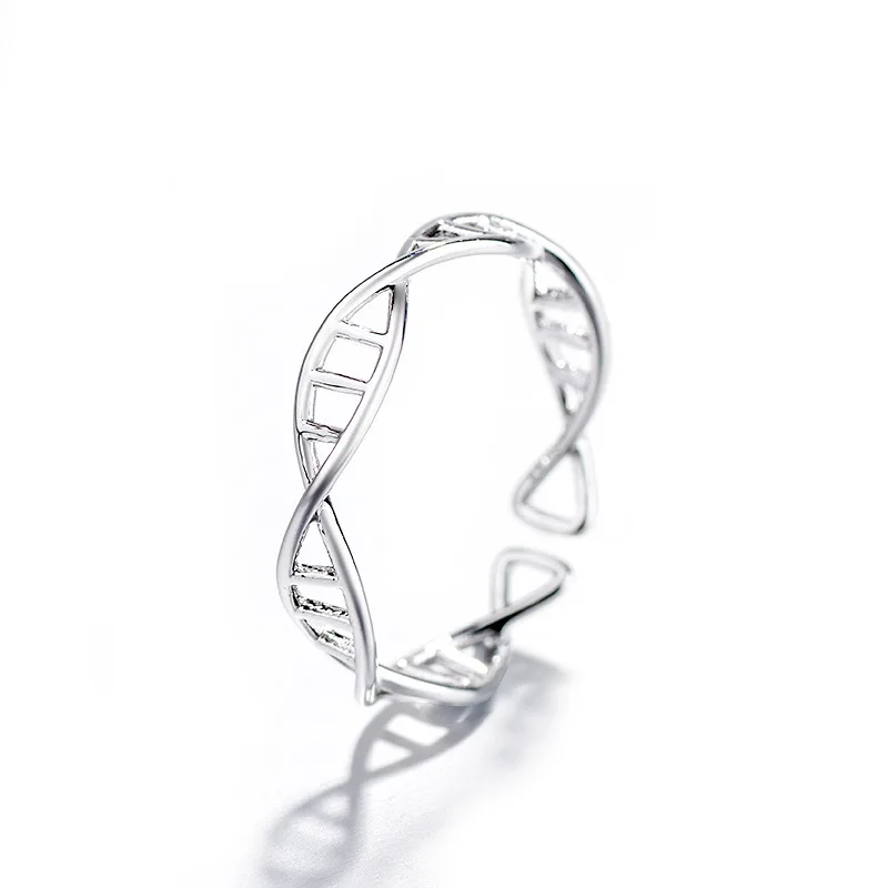 Molekulės Žiedas Nekilnojamojo 925 Sterlingas Sidabro Chemija Molekulės DNR Žiedas Mokslo Atidaryti Žiedai Moterims Nuotrauka 4