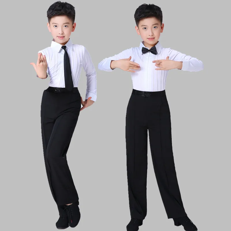 pramoginiai berniukas lotynų šokių tango desigual konkurencijos kostiumas vaikų profesionalūs šokių drabužiai berniukui salsa marškinėliai + kelnės Nuotrauka 2