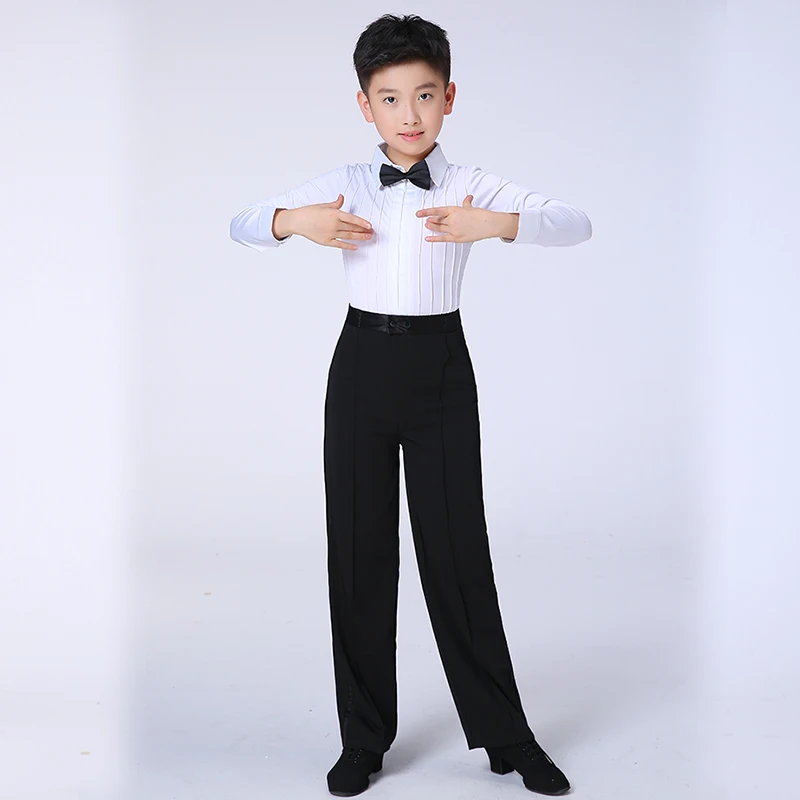 pramoginiai berniukas lotynų šokių tango desigual konkurencijos kostiumas vaikų profesionalūs šokių drabužiai berniukui salsa marškinėliai + kelnės Nuotrauka 4
