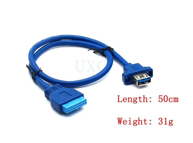 Single Port USB 3.0 Moterų Varžtas Panel Mount Tipo Plokštė 20Pin Kabelis 0,5 M 50 cm Nuotrauka 3