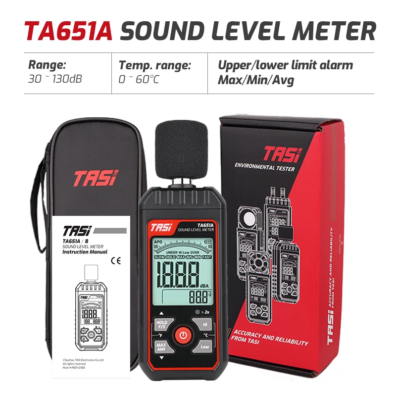TASI TA651A Skaitmeninio Garso Lygio Matuoklis Logger 30-130dB Garso Triukšmo Matavimo Priemonės Mini db Metrų Aplinkos Testeris Signalizacijos Nuotrauka 4