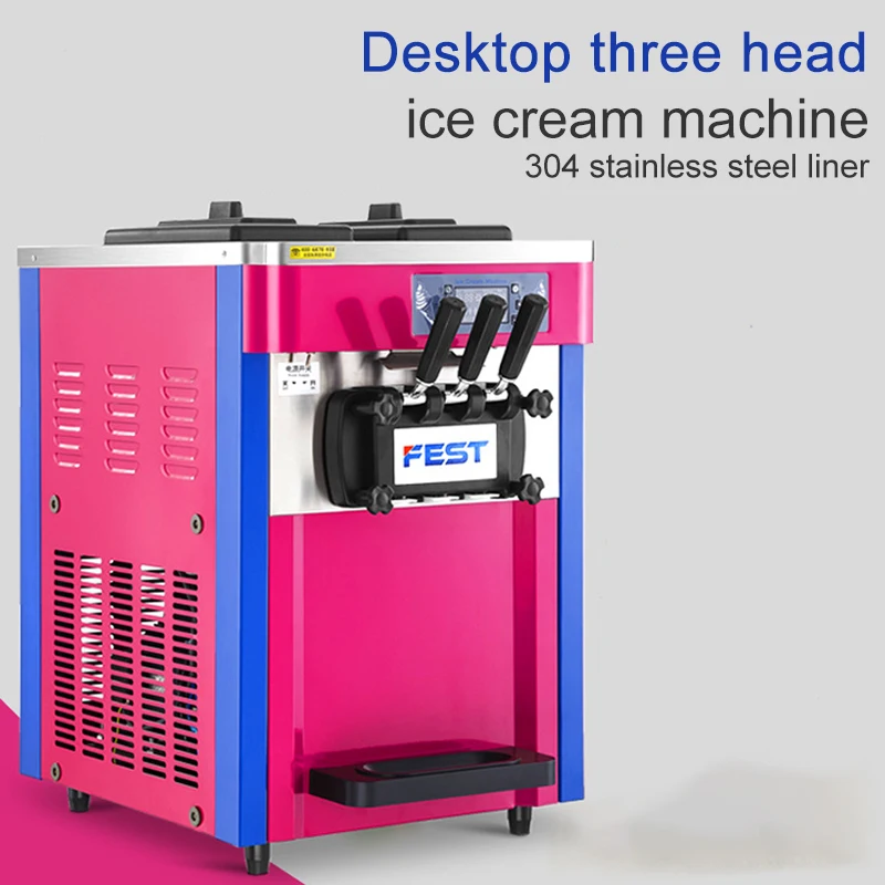 Trijų spalvų ledų mašina komercinės automatinė ice cream cone machine sundae mašina darbalaukio minkštų ledų mašina Nuotrauka 1