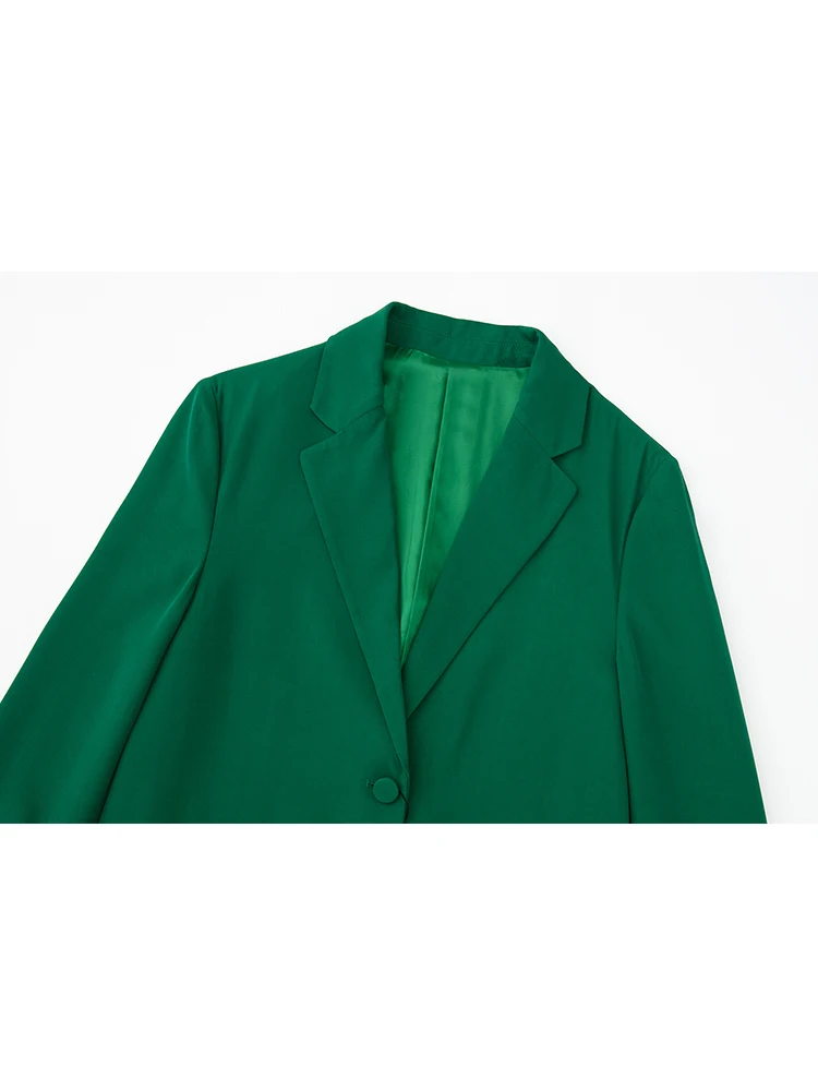 YENKYE Moterų 2022 Žalioji Plunksna Švarkas Kailis Derliaus ilgomis Rankovėmis Moteriška Viršutiniai drabužiai Prašmatnus Viršūnės Nuotrauka 2