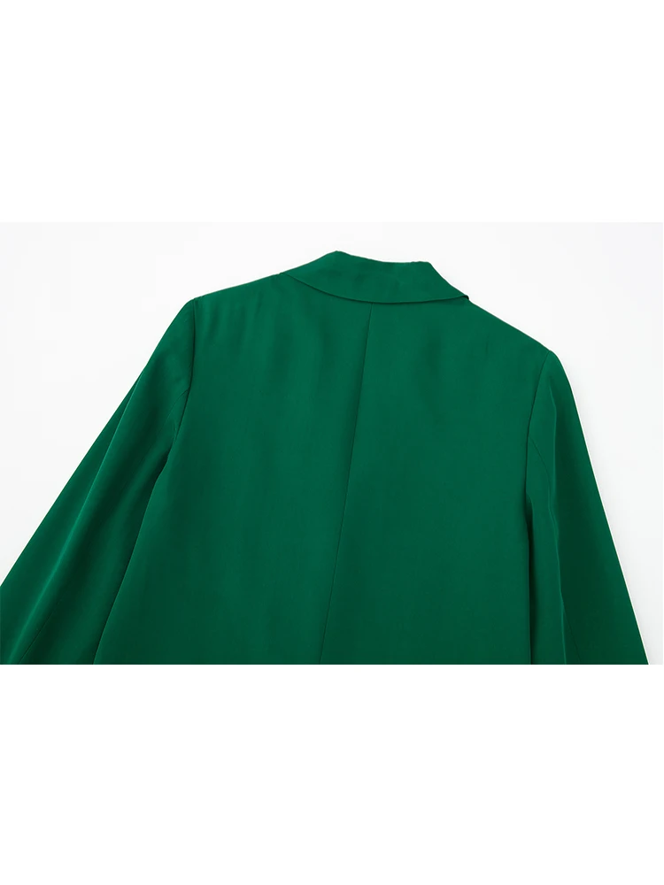YENKYE Moterų 2022 Žalioji Plunksna Švarkas Kailis Derliaus ilgomis Rankovėmis Moteriška Viršutiniai drabužiai Prašmatnus Viršūnės Nuotrauka 4